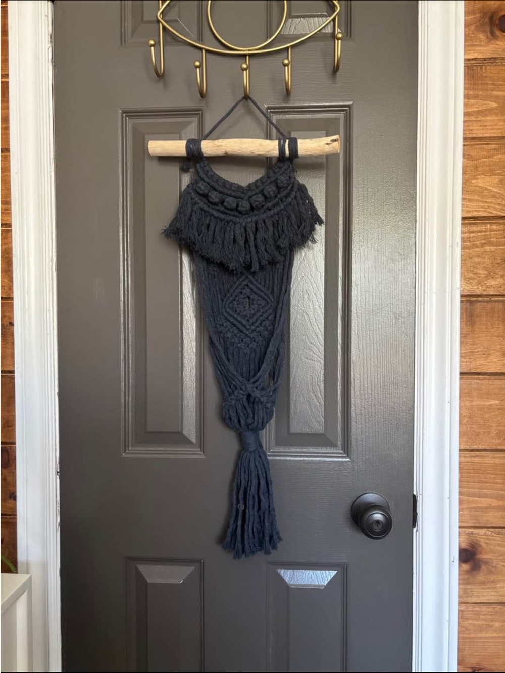 Handcrafted Navy Macramé Plant Holder
